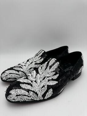 After Midnight Formal Footwear Black Silver Sequin Loafers Men’s Size 12